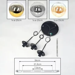 Lampes Dorées-hofstein Gastor Suspension, Boule lumineuse Ambre, Or, Clair, Fumé, 3 lumières