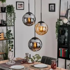 hofstein Gastor Suspension, Boule lumineuse Ambre, Fumé, 3 lumières