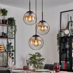 hofstein Gastor Suspension, Boule lumineuse Ambre, Clair, 3 lumières