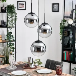 hofstein Gastor Suspension, Boule lumineuse Chrome, Clair, Fumé, 3 lumières