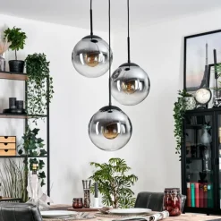 hofstein Gastor Suspension, Boule lumineuse Clair, Fumé, 3 lumières