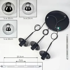 hofstein Gastor Suspension, Boule lumineuse Chrome, Fumé, 3 lumières