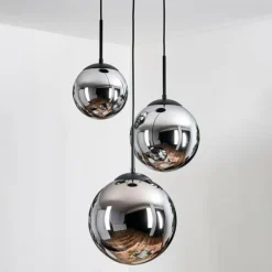 hofstein Gastor Suspension, Boule lumineuse Chrome, Fumé, 3 lumières