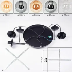 hofstein Gastor Suspension, Boule lumineuse 45 cm Noir, 5 lumières