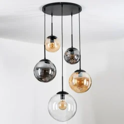 hofstein Gastor Suspension, Boule lumineuse 45 cm Noir, 5 lumières