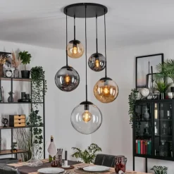 hofstein Gastor Suspension, Boule lumineuse 45 cm Noir, 5 lumières