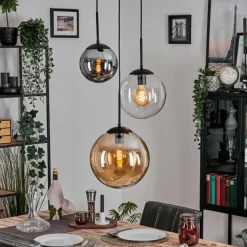hofstein Gastor Suspension, Boule lumineuse 30 cm Ambre, Clair, Fumé, 3 lumières