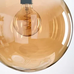 hofstein Gastor Suspension, Boule lumineuse 30 cm Ambre, Clair, Fumé, 3 lumières