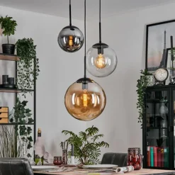hofstein Gastor Suspension, Boule lumineuse 30 cm Ambre, Clair, Fumé, 3 lumières