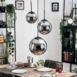 hofstein Gastor Suspension, Boule lumineuse 30 cm Fumé, 3 lumières