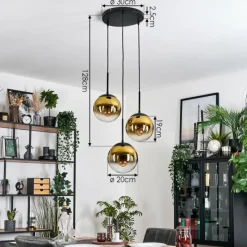 hofstein Gastor Suspension, Boule lumineuse 30 cm Or, Clair, 3 lumières