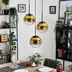 hofstein Gastor Suspension, Boule lumineuse 30 cm Or, Clair, 3 lumières