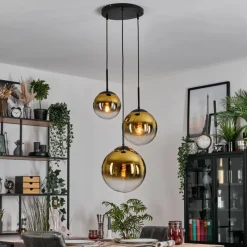 hofstein Gastor Suspension, Boule lumineuse 30 cm Or, Clair, 3 lumières