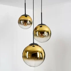 hofstein Gastor Suspension, Boule lumineuse 30 cm Or, Clair, 3 lumières