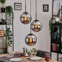 hofstein Gastor Suspension, Boule lumineuse 30 cm Chrome, Fumé, 3 lumières