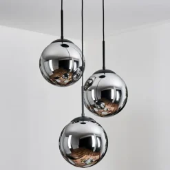 hofstein Gastor Suspension, Boule lumineuse 30 cm Chrome, Fumé, 3 lumières