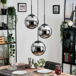 hofstein Gastor Suspension, Boule lumineuse 30 cm Chrome, Fumé, 3 lumières