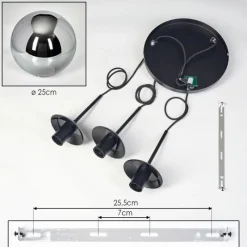 hofstein Gastor Suspension, Boule lumineuse 30 cm Fumé, 3 lumières