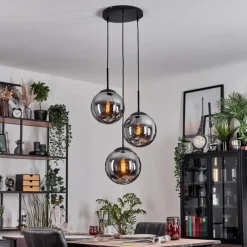 hofstein Gastor Suspension, Boule lumineuse 30 cm Fumé, 3 lumières