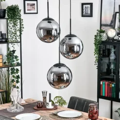 hofstein Gastor Suspension, Boule lumineuse 30 cm Fumé, 3 lumières