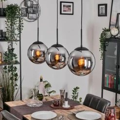 hofstein Gastor Suspension, Boule lumineuse Noir, 3 lumières