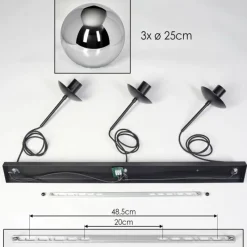 hofstein Gastor Suspension, Boule lumineuse Noir, 3 lumières