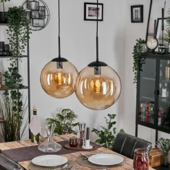 hofstein Gastor Suspension, Boule lumineuse Noir, 2 lumières