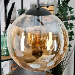 hofstein Gastor Suspension, Boule lumineuse Noir, 2 lumières