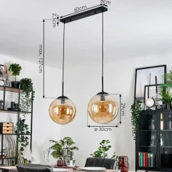 hofstein Gastor Suspension, Boule lumineuse Noir, 2 lumières