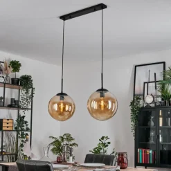 hofstein Gastor Suspension, Boule lumineuse Noir, 2 lumières