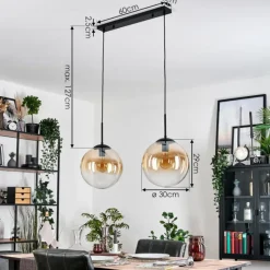 hofstein Gastor Suspension, Boule lumineuse Noir, 2 lumières