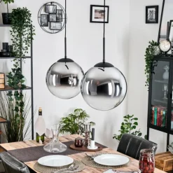 hofstein Gastor Suspension, Boule lumineuse Noir, 2 lumières