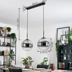 hofstein Gastor Suspension, Boule lumineuse Noir, 2 lumières