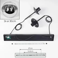 hofstein Gastor Suspension, Boule lumineuse Noir, 2 lumières