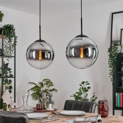 hofstein Gastor Suspension, Boule lumineuse Noir, 2 lumières