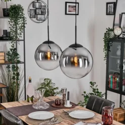 hofstein Gastor Suspension, Boule lumineuse Noir, 2 lumières