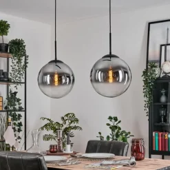 hofstein Gastor Suspension, Boule lumineuse Noir, 2 lumières