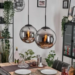 hofstein Gastor Suspension, Boule lumineuse, Suspension Noir, 2 lumières