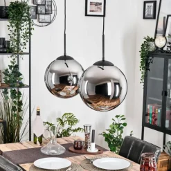 hofstein Gastor Suspension, Boule lumineuse, Suspension Noir, 2 lumières
