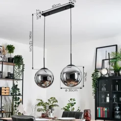 hofstein Gastor Suspension, Boule lumineuse, Suspension Noir, 2 lumières