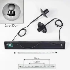 hofstein Gastor Suspension, Boule lumineuse, Suspension Noir, 2 lumières