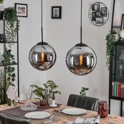 hofstein Gastor Suspension, Boule lumineuse, Suspension Noir, 2 lumières