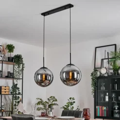 hofstein Gastor Suspension, Boule lumineuse, Suspension Noir, 2 lumières