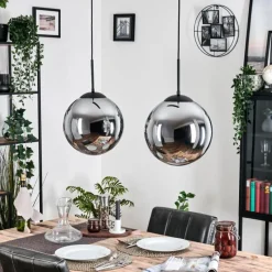 hofstein Gastor Suspension, Boule lumineuse, Suspension Noir, 2 lumières