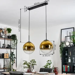 hofstein Gastor Suspension, Boule lumineuse, Suspension Or, Clair, 2 lumières