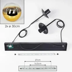 hofstein Gastor Suspension, Boule lumineuse, Suspension Or, Clair, 2 lumières