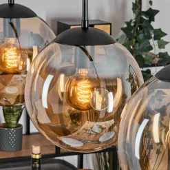 hofstein Gastor Suspension, Boule lumineuse, Suspension Ambre, 3 lumières