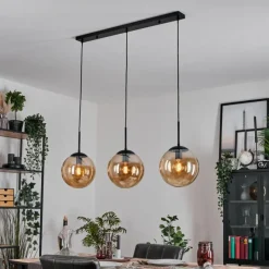 hofstein Gastor Suspension, Boule lumineuse, Suspension Ambre, 3 lumières