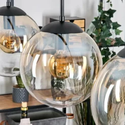 hofstein Gastor Suspension, Boule lumineuse, Suspension Ambre, Clair, 3 lumières