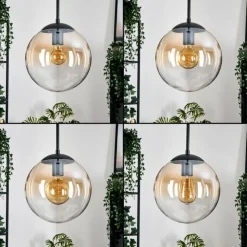 hofstein Gastor Suspension, Boule lumineuse, Suspension Ambre, Clair, 3 lumières